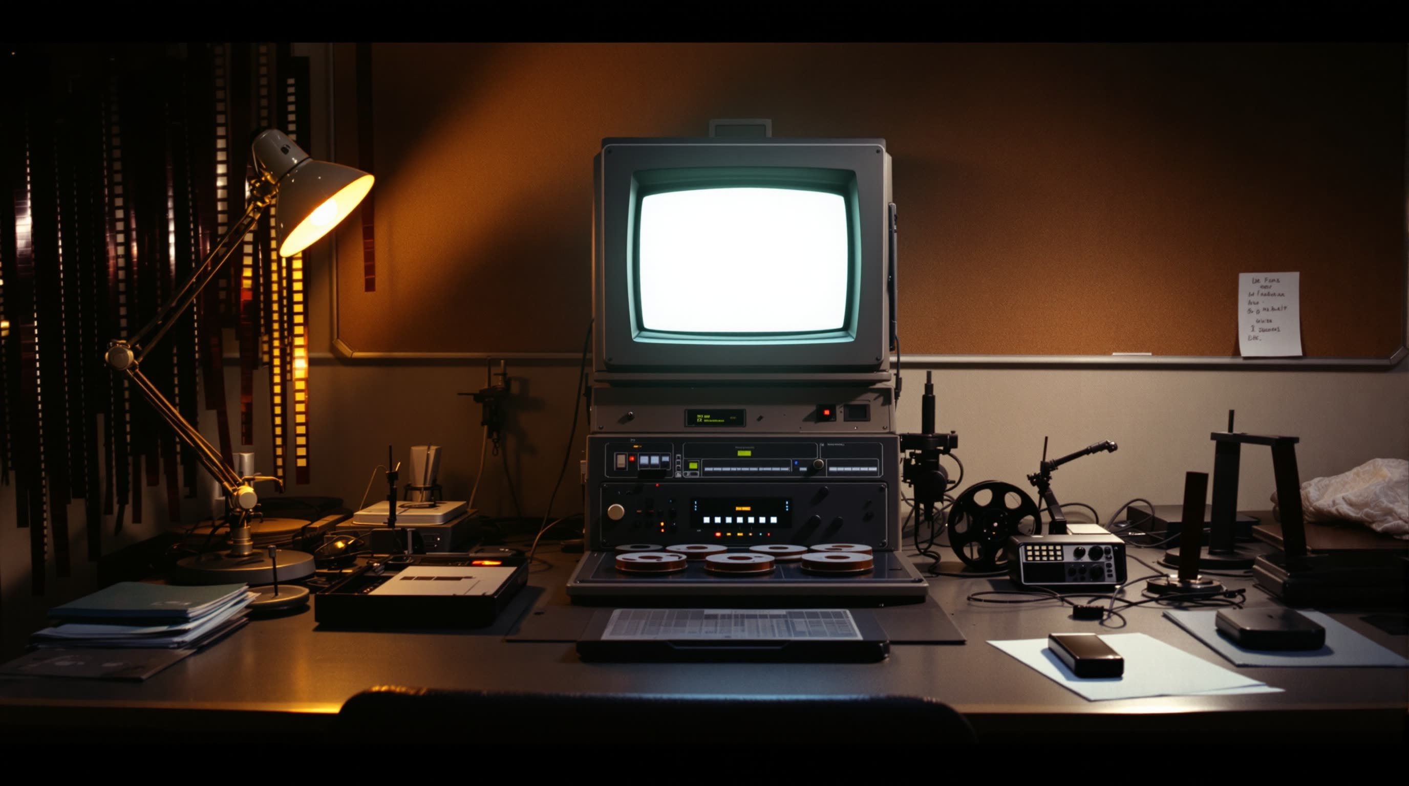 A 1970s editing room with a Steenbeck flatbed